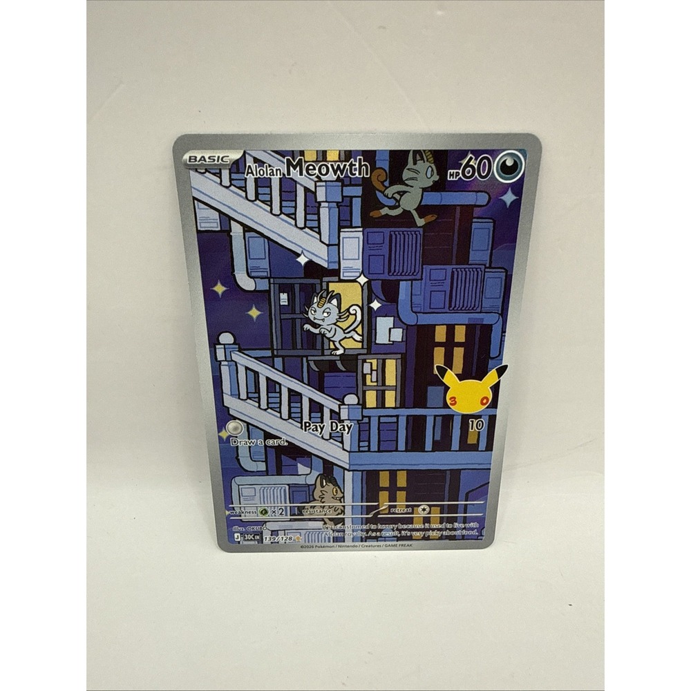 Alolan Meowth 139/128 30th Anniversary IR Pokemon NM